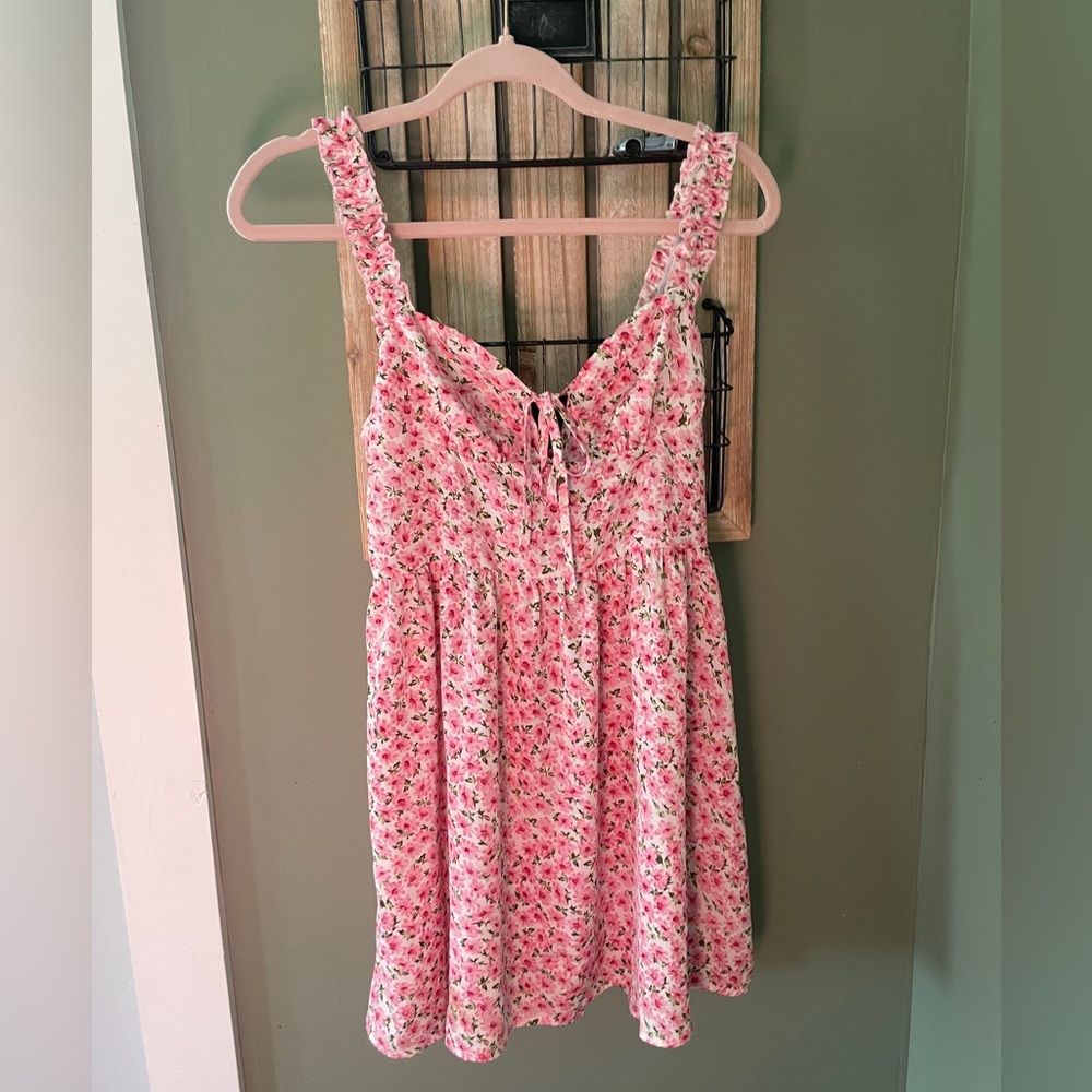 Pink floral minidress